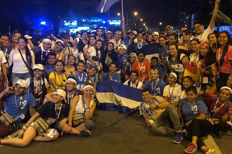 Part of the Carmelite Youth from El Salvador, Guatamala, Mexico, and Bolivia attending the 2019 World Youth Day.